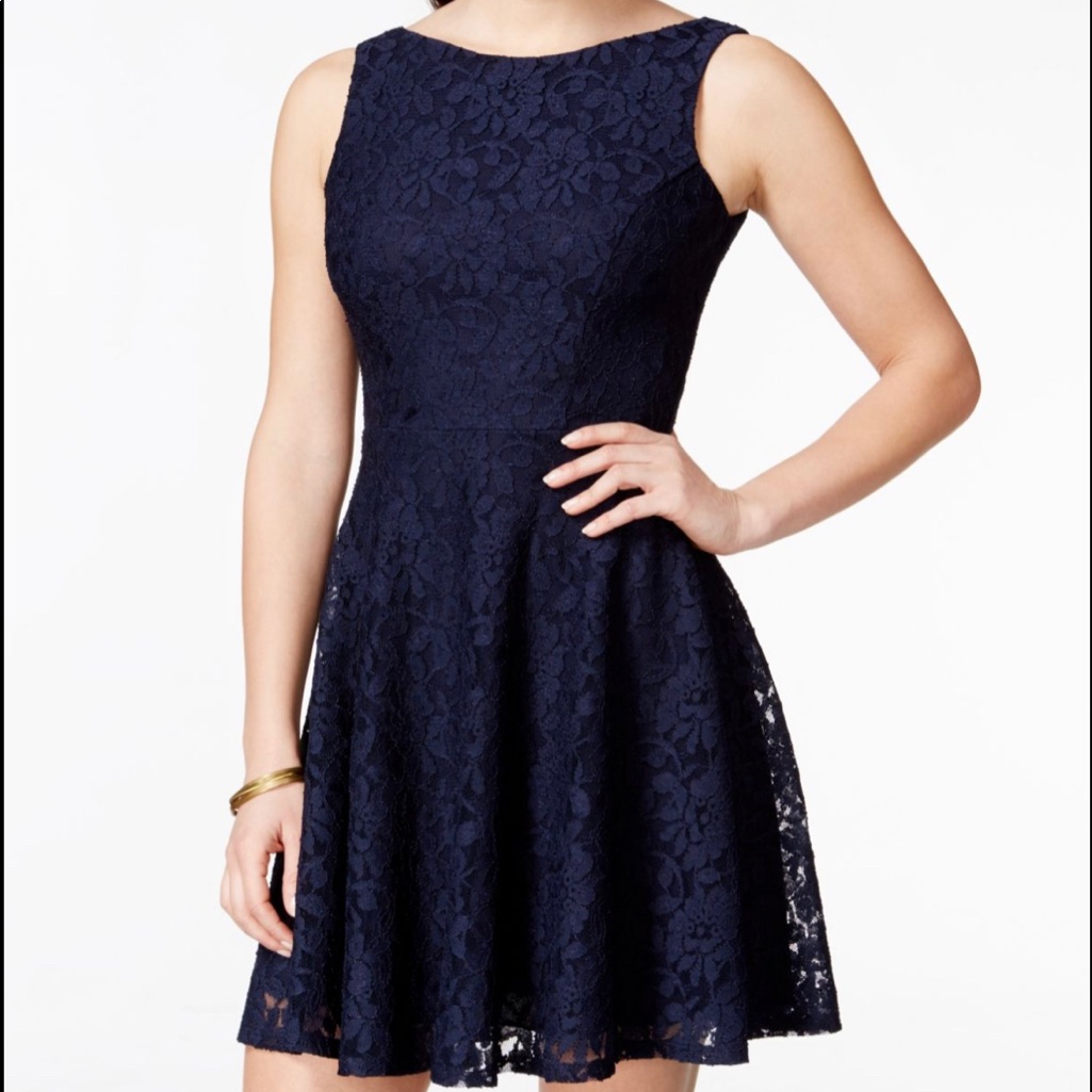 New With Tags Navy Blue Macy’s Floral Lace Dress